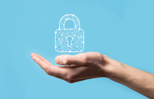 Hand holding a digital lock icon symbolizing privacy and secure data access on Android